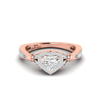 Ivana Jewels Rings Rose Gold / 14KT 0.56ct Round & Heart Diamond Halo Ring