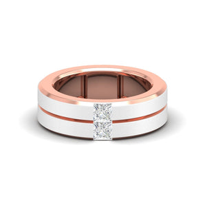 Ivana Jewels Rings Rose Gold / 14KT 0.60 Carat Princess Cut Diamond Two-Tone Gold Men's Band