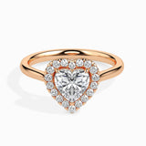 Ivana Jewels Rings Rose Gold / 14KT 1.2 Carat Centre Solitaire Heart Shape Diamond Halo Engagement Ring