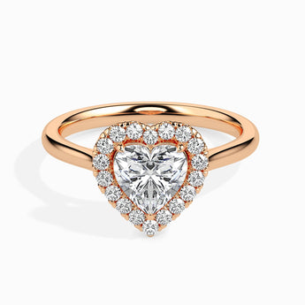 Ivana Jewels Rings Rose Gold / 14KT 1.2 Carat Centre Solitaire Heart Shape Diamond Halo Engagement Ring