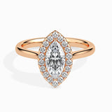 Ivana Jewels Rings Rose Gold / 14KT 1.2 Carat Solitaire Marquise Diamond Halo Ring