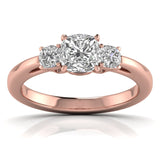 Ivana Jewels Rings Rose Gold / 14KT 1.3 Carat Cushion Trio Diamonds Ring
