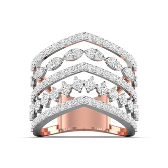 Ivana Jewels Rings Rose Gold / 14KT 1.5 Carat Diamond V Crown Ring