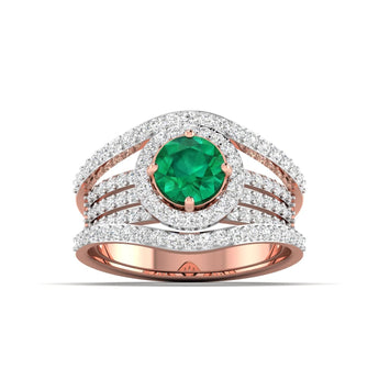 Ivana Jewels Rings Rose Gold / 14KT 1.5 Carat Emerald Diamond Gold Ring