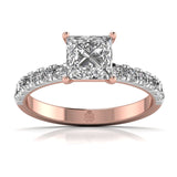 Ivana Jewels Rings Rose Gold / 14KT 1 Carat Princess Solitaire Halo Ring