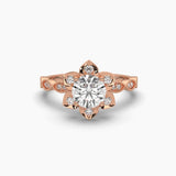 Ivana Jewels Rings Rose Gold / 14KT 1 Carat Round Cut Solitaire Diamond Flower Ring