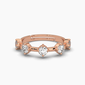 Ivana Jewels Rings Rose Gold / 14KT 5 Round Cut Diamond Adjustable Ring