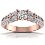 Ivana Jewels Rings Rose Gold / 14KT 50 Pointers Princess and Pear Halo Ring