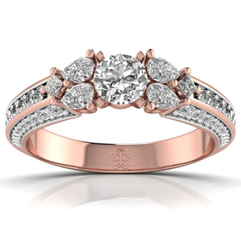 Ivana Jewels Rings Rose Gold / 14KT 50 Pointers Princess and Pear Halo Ring