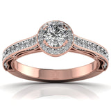 Ivana Jewels Rings Rose Gold / 14KT 60 Pointer Radiant Halo Diamond Embrace