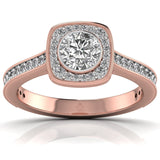 Ivana Jewels Rings Rose Gold / 14KT 70 Pointers Round Cut Solitaire Diamond Halo Ring