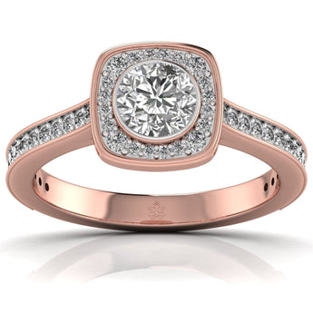 Ivana Jewels Rings Rose Gold / 14KT 70 Pointers Round Cut Solitaire Diamond Halo Ring