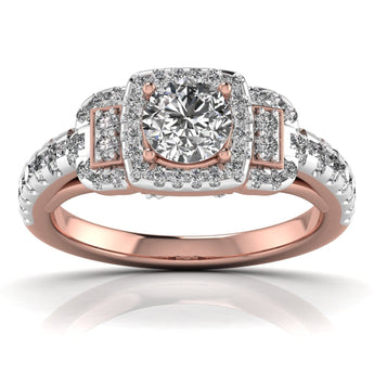 Ivana Jewels Rings Rose Gold / 14KT 80 Pointers Round Step Diamond Ring