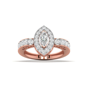 Ivana Jewels Rings Rose Gold / 14KT Delicate Marquise Diamond Engagement Ring