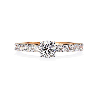 Ivana Jewels Rings Rose Gold / 14KT Diamond Engagement Ring with Diamond Band