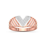 Ivana Jewels Rings Rose Gold / 14KT Diamond V Ring Rose Gold