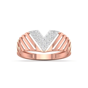 Ivana Jewels Rings Rose Gold / 14KT Diamond V Ring Rose Gold