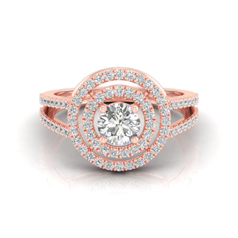 Ivana Jewels Rings Rose Gold / 14KT Double Halo Engagement Ring