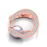 Ivana Jewels Rings Rose Gold / 14KT Double Halo Pearl Ring