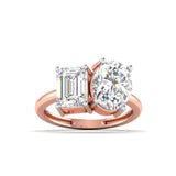 Ivana Jewels Rings Rose Gold / 14KT Emerald & Oval Engagement Ring