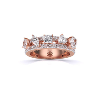 Ivana Jewels Rings Rose Gold / 14KT Fancy & Round Shape Diamonds Ladies Cocktail Ring