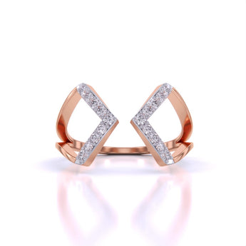 Ivana Jewels Rings Rose Gold / 14KT Geometric Diamond Open Ring