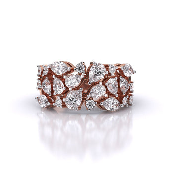 Ivana Jewels Rings Rose Gold / 14KT Multi Shape Diamond Cascade Ring