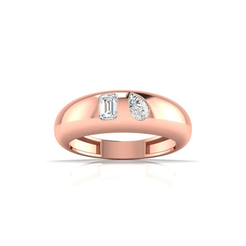 Ivana Jewels Rings Rose Gold / 14KT Pear & Emerald Shape Diamonds Wide Band Ring