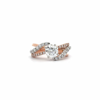 Ivana Jewels Rings Rose Gold / 14KT Round Diamond Two Tone Engagement Ring