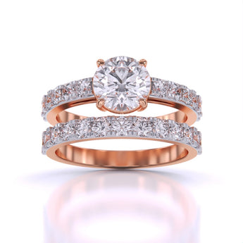 Ivana Jewels Rings Rose Gold / 14KT Scalloped Engagement Ring & Wedding Band