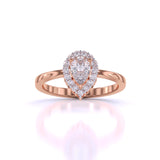 Ivana Jewels Rings Rose Gold / 14KT Simple Teardrop Halo Diamond Ring