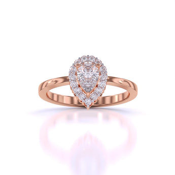 Ivana Jewels Rings Rose Gold / 14KT Simple Teardrop Halo Diamond Ring
