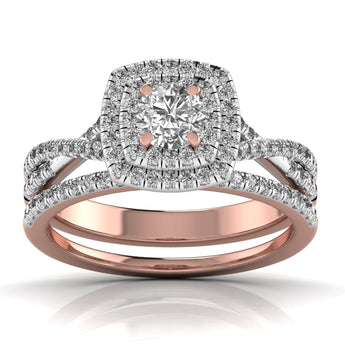 Ivana Jewels Rings Rose Gold / 14KT Solitaire Halo Band Ring