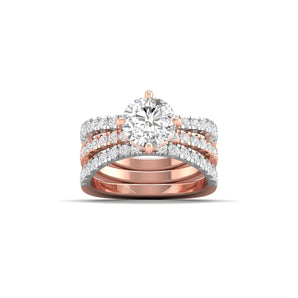 Ivana Jewels Rings Rose Gold / 14KT Sparkling Diamond Ring Set Three Piece Wedding Set