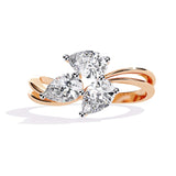 Ivana Jewels Rings Rose Gold / 14KT Three Stone Pear Diamond Ring