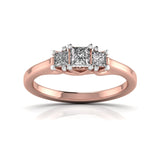 Ivana Jewels Rings Rose Gold / 14KT Trellis Design Three Diamonds Ring