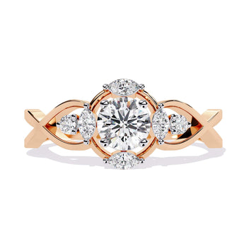 Ivana Jewels Rings Rose Gold / 14KT Twist Ring with Round Diamonds
