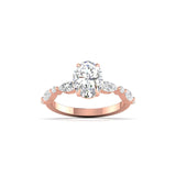 Ivana Jewels Rings Rose Gold / 14KT Unique Oval Diamond Ring with Side Stones for Engagement