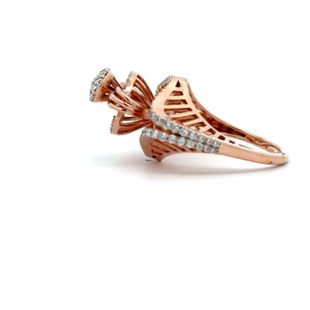 Ivana Jewels Rings Round Cut Diamonds Cluster With Halo Setting Rose Gold Ring
