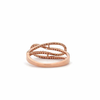 Ivana Jewels Rings Round Cut Diamonds Crossover Rose Gold Ring