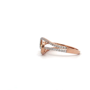 Ivana Jewels Rings Round Cut Diamonds Crossover Rose Gold Ring