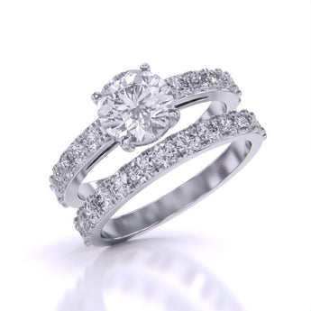 Ivana Jewels Rings Scalloped Engagement Ring & Wedding Band