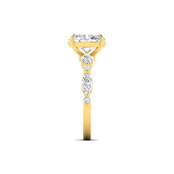 Ivana Jewels Rings Unique Oval Diamond Ring with Side Stones for Engagement