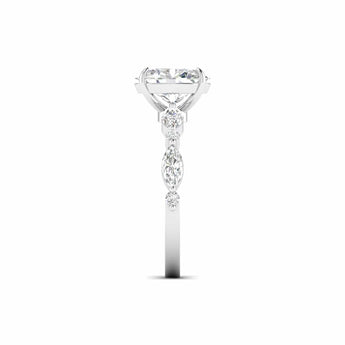 Ivana Jewels Rings Unique Oval Diamond Ring with Side Stones for Engagement
