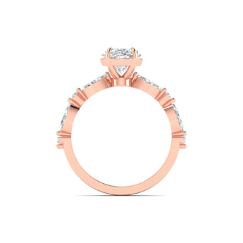 Ivana Jewels Rings Unique Oval Diamond Ring with Side Stones for Engagement