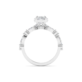 Ivana Jewels Rings Unique Oval Diamond Ring with Side Stones for Engagement