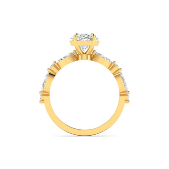 Ivana Jewels Rings Unique Oval Diamond Ring with Side Stones for Engagement