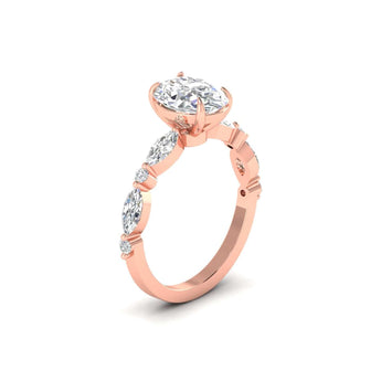 Ivana Jewels Rings Unique Oval Diamond Ring with Side Stones for Engagement