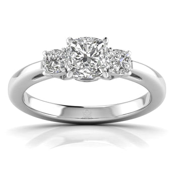 Ivana Jewels Rings White Gold / 14KT 1.3 Carat Cushion Trio Diamonds Ring