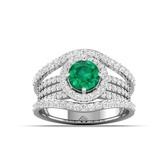 Ivana Jewels Rings White Gold / 14KT 1.5 Carat Emerald Diamond Gold Ring